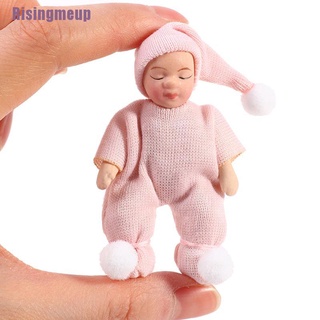 Miniature Porcelain Dolls Cute Sleeping Baby in Pink Sweater Suit for Dolls House Decoration Accessories
