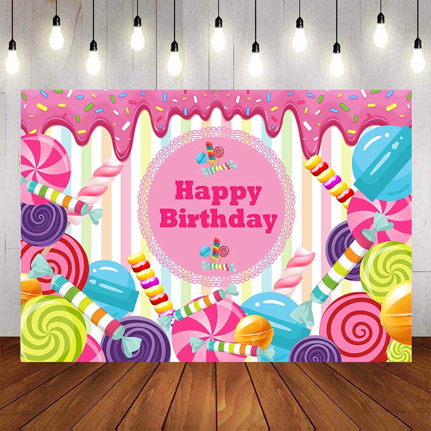 Sweet Candy Backdrop For Photography Baby Shower Kids Birthday Pink  Background Birthday Party Decor Custom Name Photo | Shopee Philippines