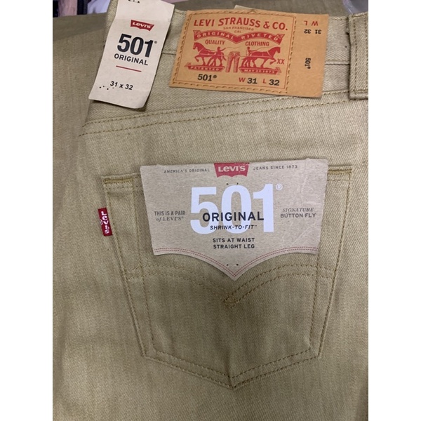 Levis 501 Original Buttons Fly Shrink to fit a Khaki Brown size 31 x32 |  Shopee Philippines