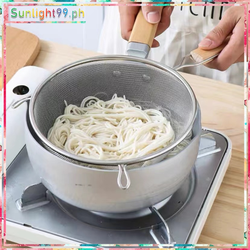 Stainless steel double mesh strainer,sieve sifter for kitchen with wooden handle,sunlight99.ph