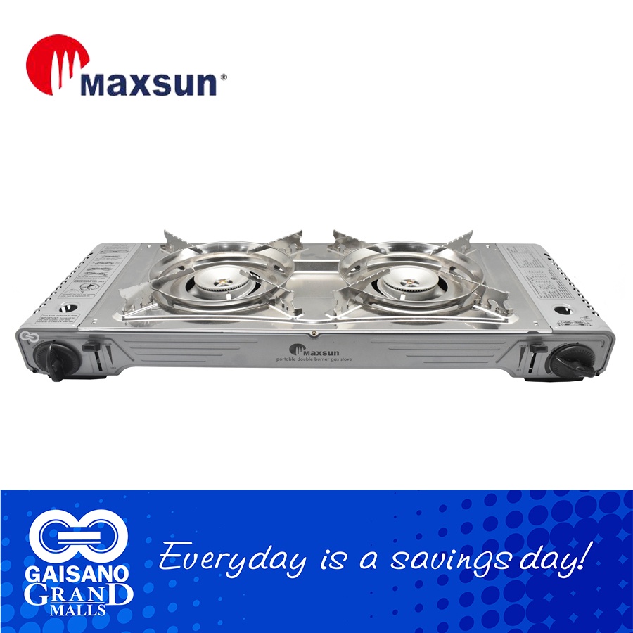 Maxsun Deluxe Double Burner Butane Stove with 1 side LPG Adaptor 312