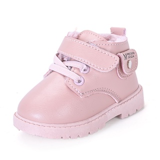2022 season baby shoes soft bottom toddler shoes 1-3 years old non-slip girls shoes baby high top martin boots plus velv #5