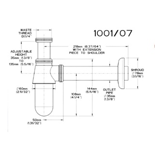 MSJ-2117 Lavatory Bottle P-Trap (1-1/4 ) PVC w/ Pull Out Plug #3