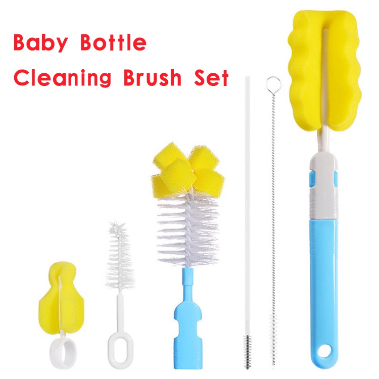 Baby Bottle brush-6 PC/set nylon Baby Bottle pennello spugna set ugello succhietto Cleaner Tool kit 