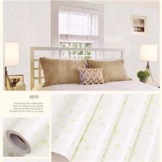 BHW Wallpaper Self Adhesive Flower Design Color White and Green PVC Waterproof Wall Sticker M14 #2