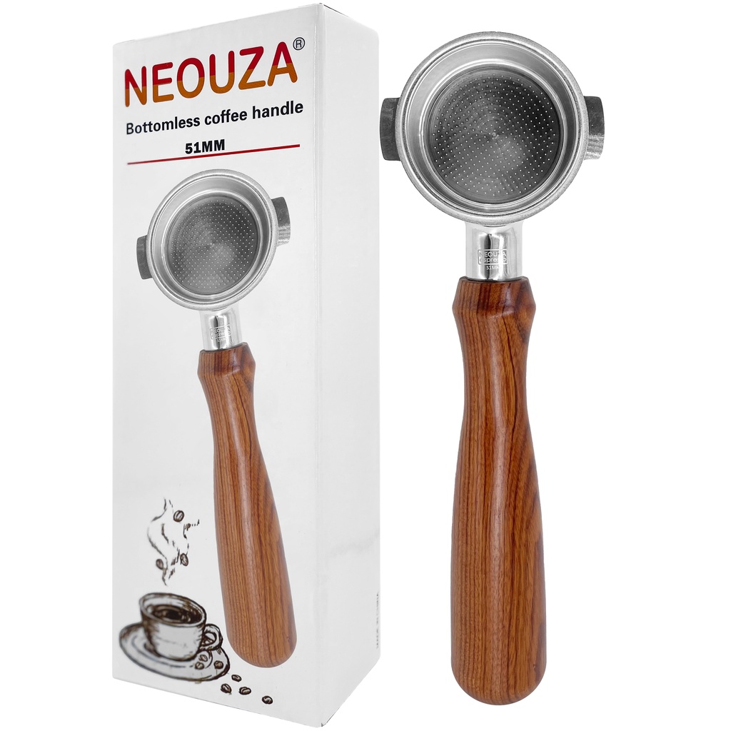 NEOUZA 51mm Espresso Bottomles Portafilter Two Ear for Delonghi Icona