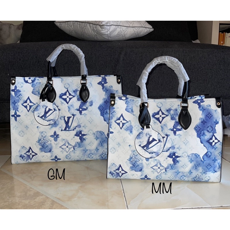 LV ONTHEGO GM AND MMM by the pool collection giant monogram pastel ...