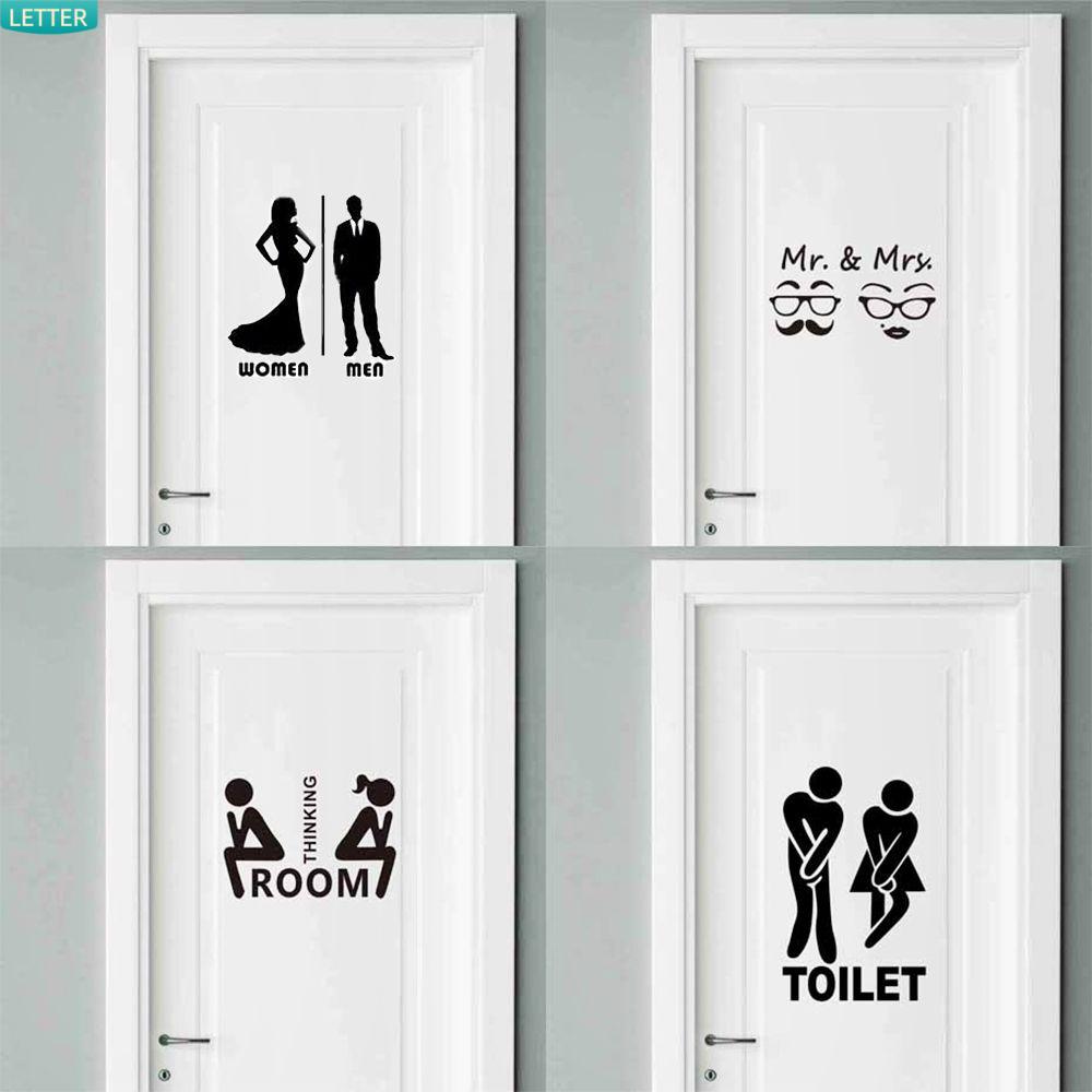 Thinking Room Toilet Door Sticker Bathroom Toilet Wall Sticker black 