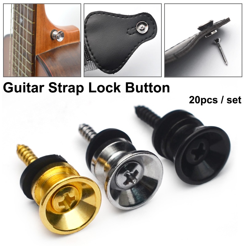 2PCS Chrome Metal End Pin Belt Buttons Strap Lock Cushion Screws For Guitar Bass 