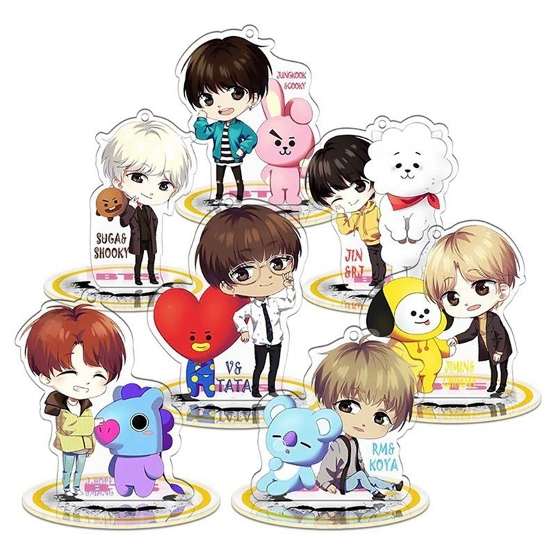 1pc Kpop Bts Bangtan Boys Bt21 Jimin V J Hope Cute Character Desk Decor Stand Licensing Shopee Philippines