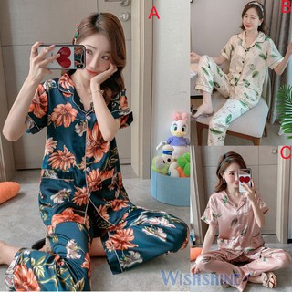  Plus  Size  M 5XL Baju  Tidur  Women Silk Satin Pyjamas Set 