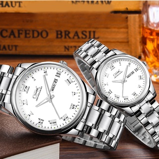 （Selling）OPK 2Pcs/Hot Sale Fashion Causal Couple Lover Watches Leather Luxury Quartz Wristwatch For #4