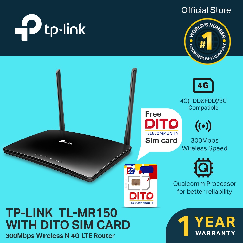 TP Link TL MR150 300Mbps Wireless N 4G LTE Modem Wifi Router With FREE 