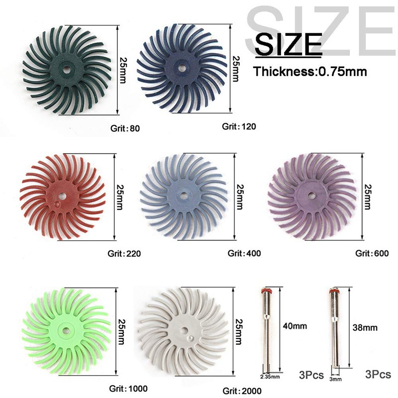 35Pcs Radial Bristle Disc Kit with 6Pcs Mandrels for Rotary Dremel