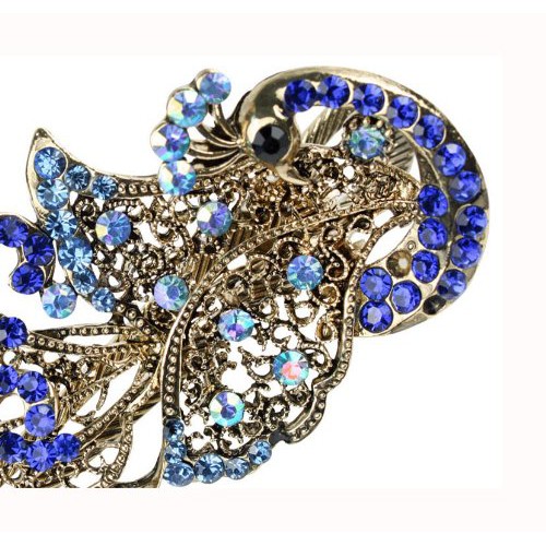 Lovely Vintage Jewelry Crystal Peacock Hair Clips Hairpins For