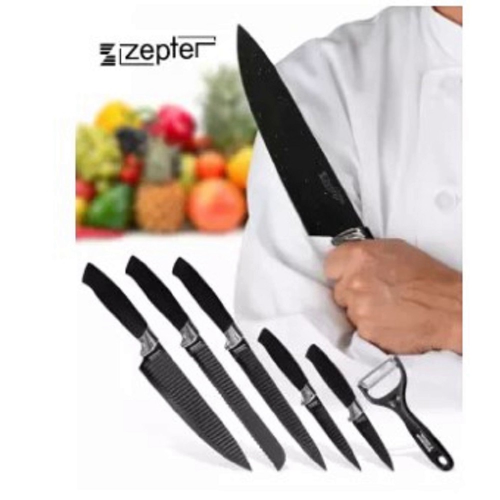 Heavy Duty 6 pcs Kitchen Knife Zepter NonStick Coating Knife Set Chef