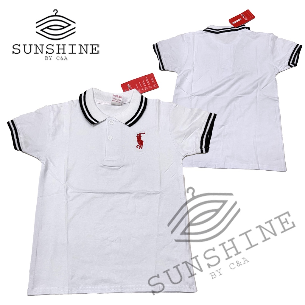 Sunshine- Kids Boys Plain WHITE Polo Shirt Branded Quality Lots of Sizes Better Than Mall but Cheap