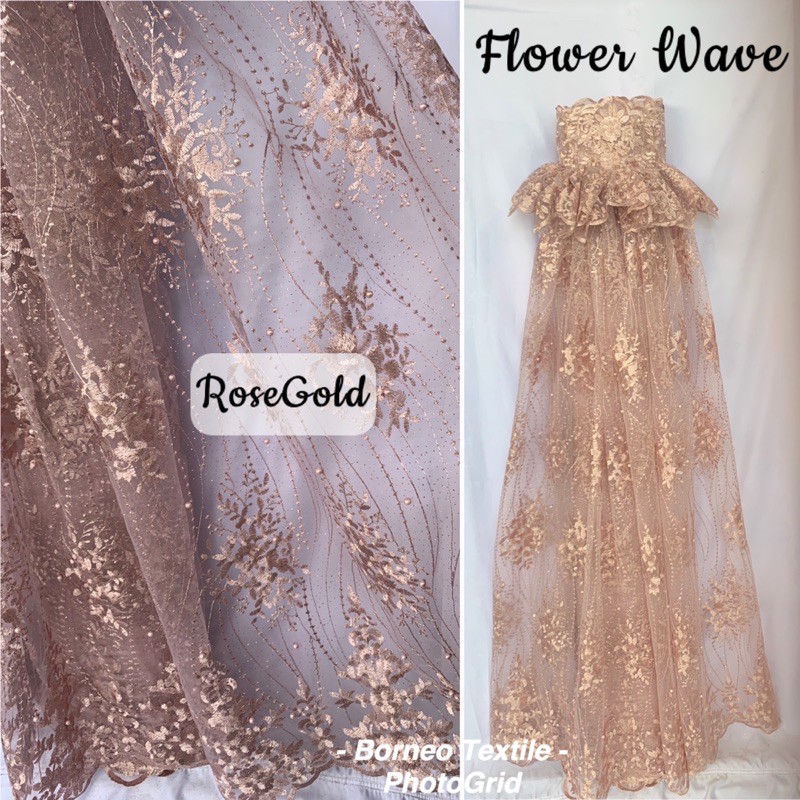 Brocade Rosegold Color Series Glitter Brocade Tulle Tile Per 1 2meter 50 Cm 0 5 M Shopee Philippines