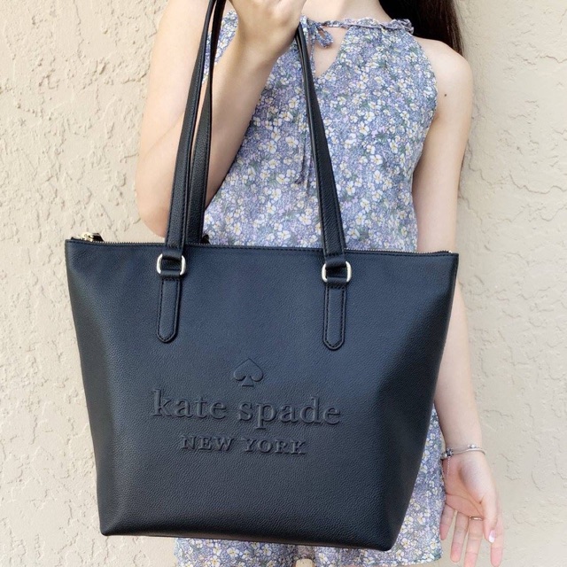 Kate spade larchmont avenue logo penny black pebbled leather | Shopee  Philippines