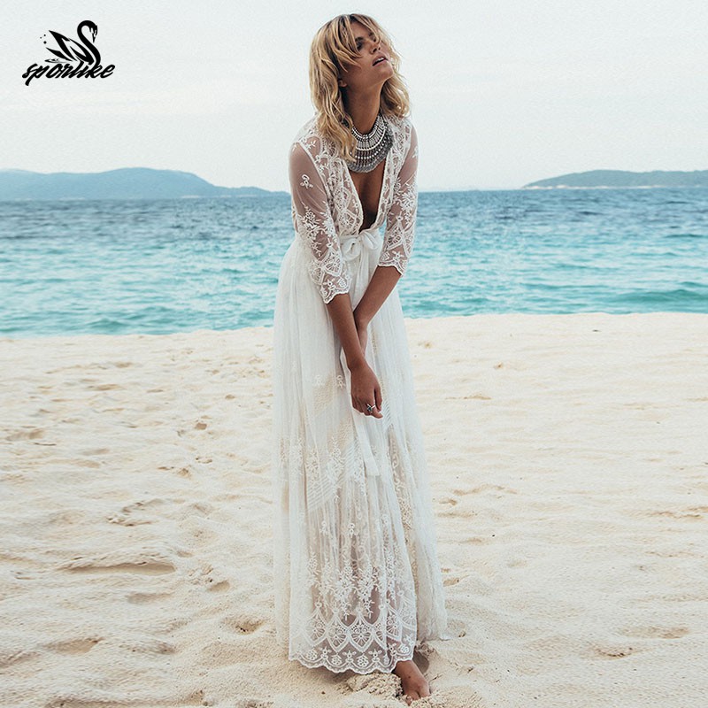 white beach wrap dress