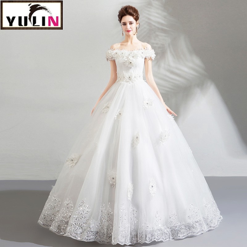 Luxurious Angel Simple Lace Wedding Dress Bridal Ball Gowns