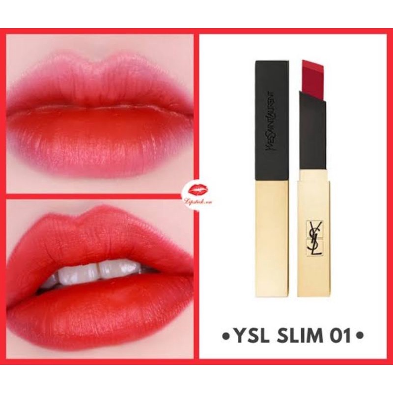 YSL The Slim Rouge pur couture lipstick #01 Rouge extravaganza | Shopee ...