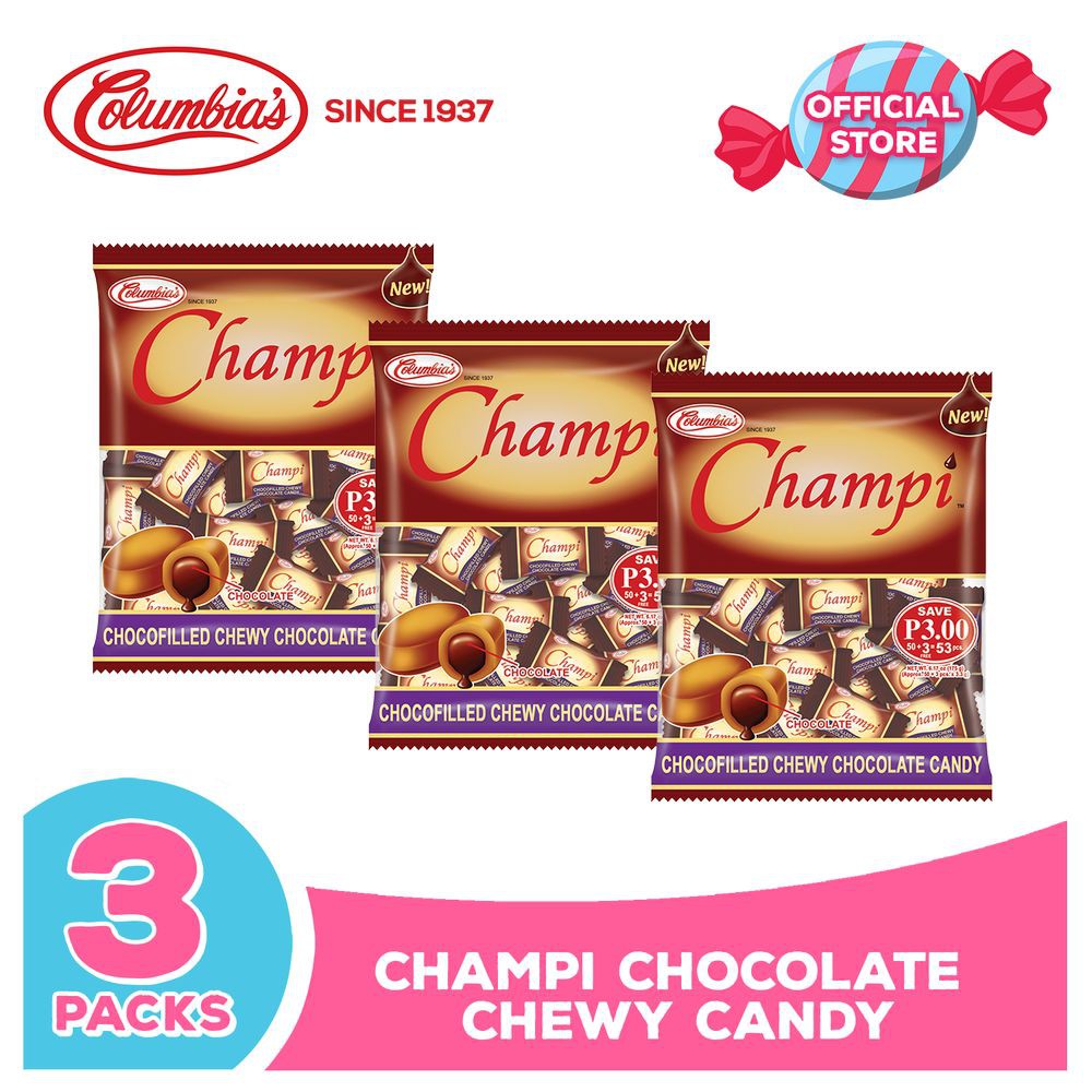 Columbia Candies Champi Chocolate Chewy Candy Bundle of 3 Shopee