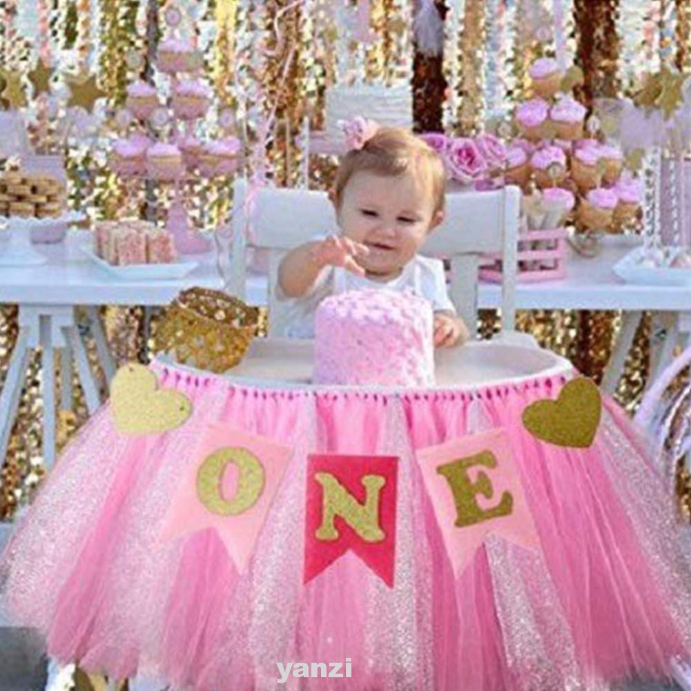 Baby 1st Birthday High Chair Tutu Skirt Tulle Table Party Decoration Shopee Philippines