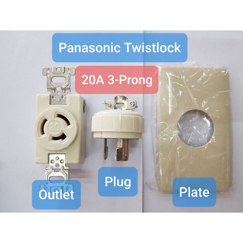 Panasonic Twistlock Outlet, Plug, Plate 20A 3Prong 250V Shopee