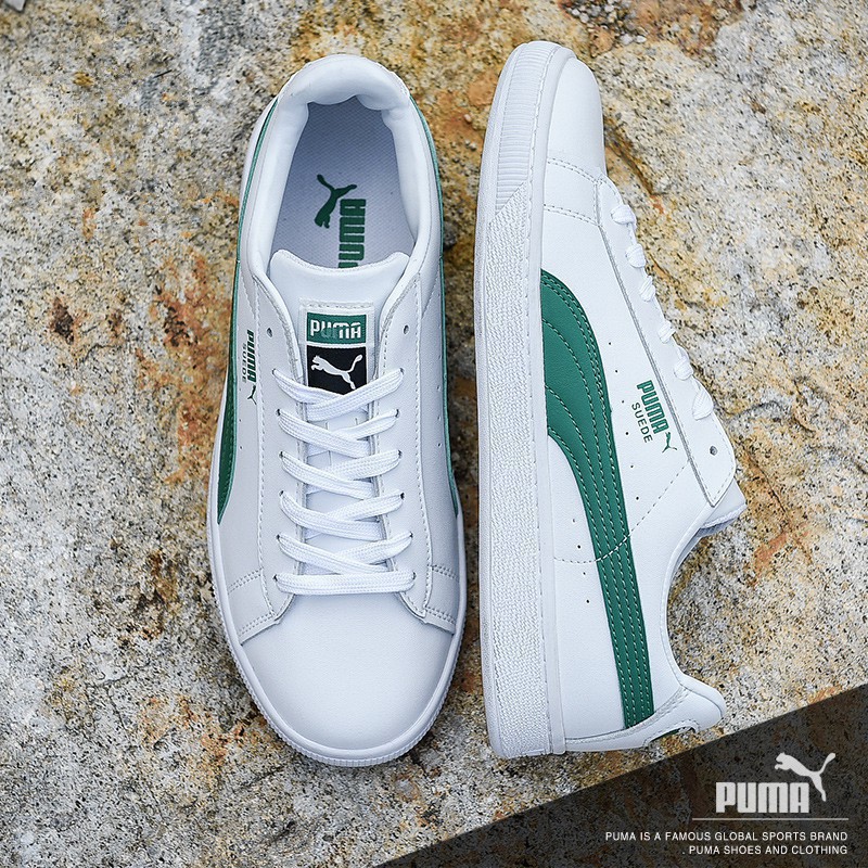 puma basket classic white green