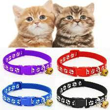Pet Puppy Dogs Adjustable Collar with Bells Paw Printed Design Nylon Cat Kitten Collars Neck Strap