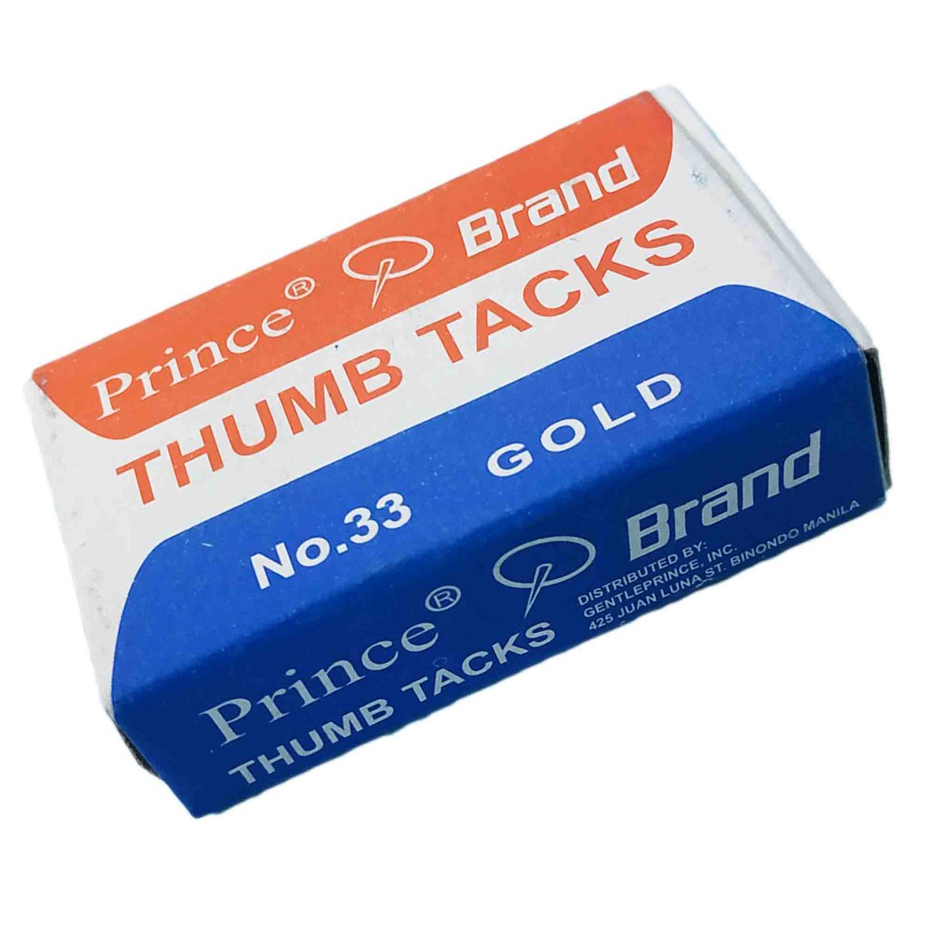 PRINCE THUMB TACKS NO. 33 GOLD ( Thumbtacks ) ( PRICE PER 1 BOX