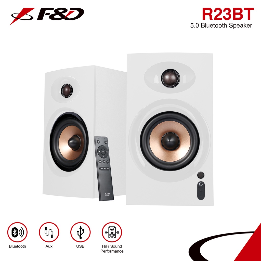 F & D Speakers R23BT Bluetooth 40W Wooden BT Optical USB Input Remote  Control Color White FM Radio | Shopee Philippines