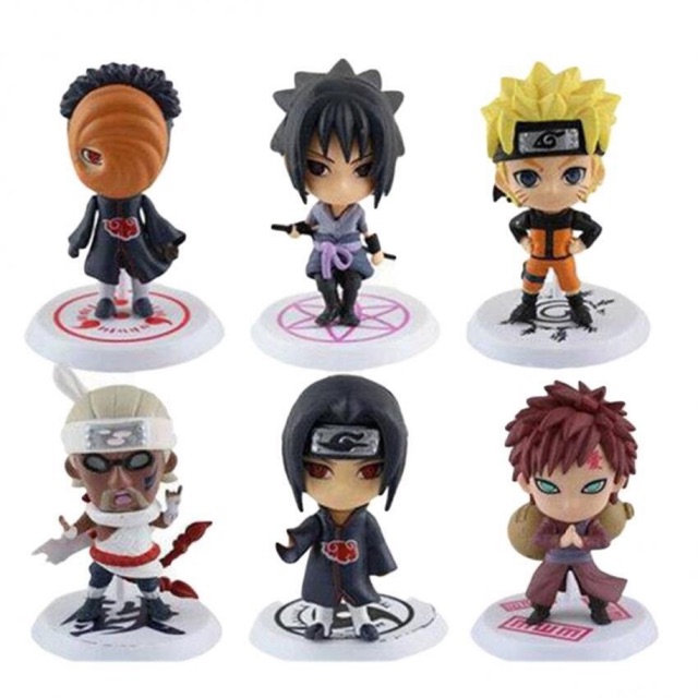 Naruto Anime Chibi 6pcs./Set Mini Figure with Base Toy | Shopee Philippines