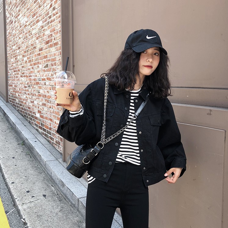 short black denim jacket