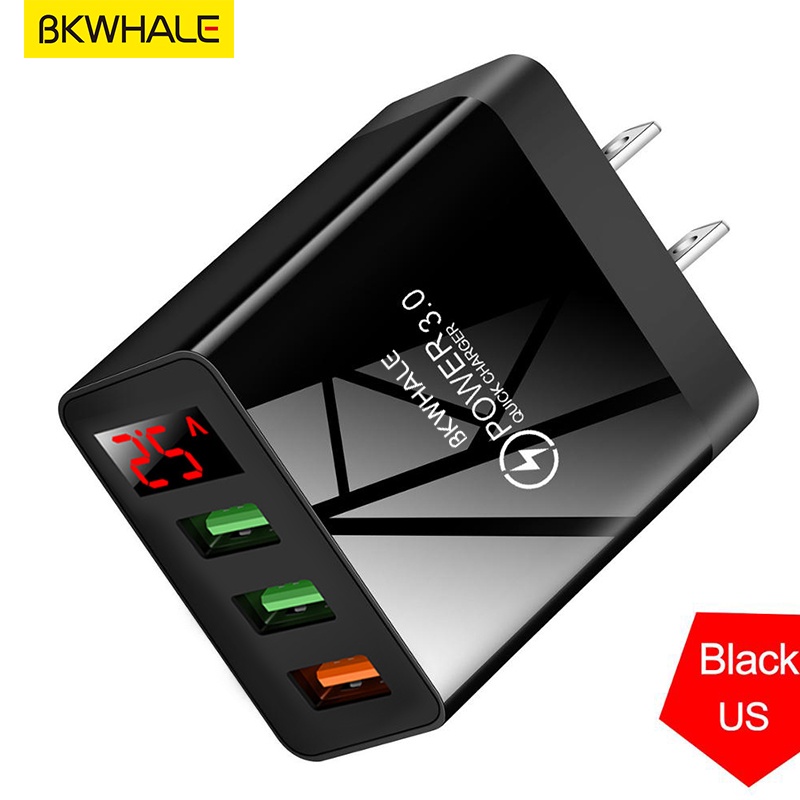 【COD】BKWAHLE QC3.0 Quick Charge 3A LED Display 3 Ports USB Phone