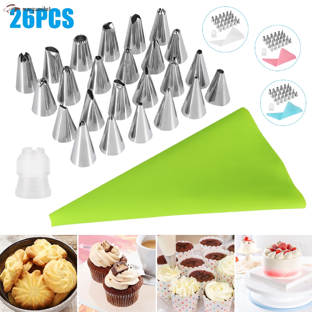 Silicone Icing Piping Cream Pastry Bag 24Nozzle Set Cake Decorating Baking Tools