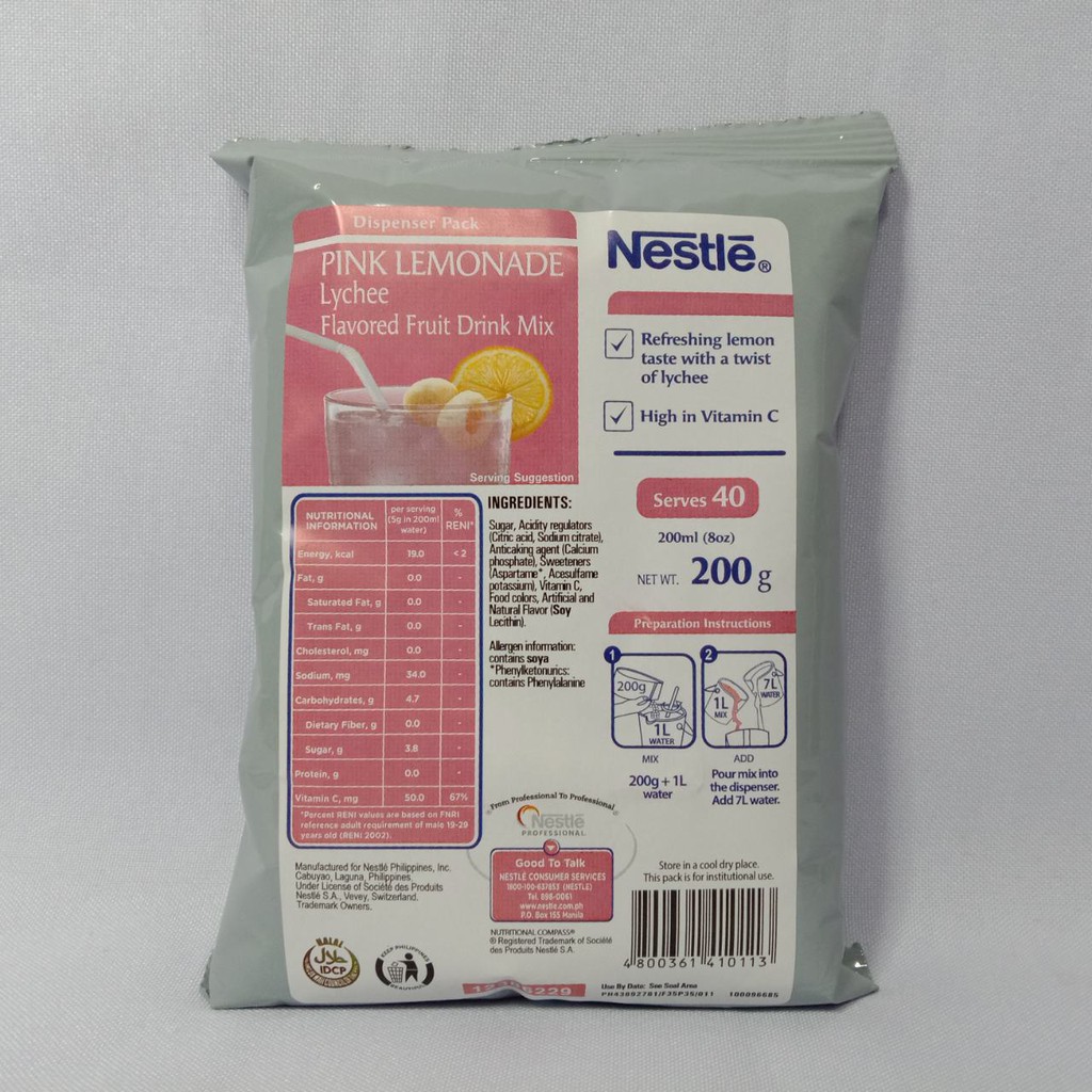 Nestle Pink Lemonade Lychee Flavor Fruit Drink Mix Shopee Philippines