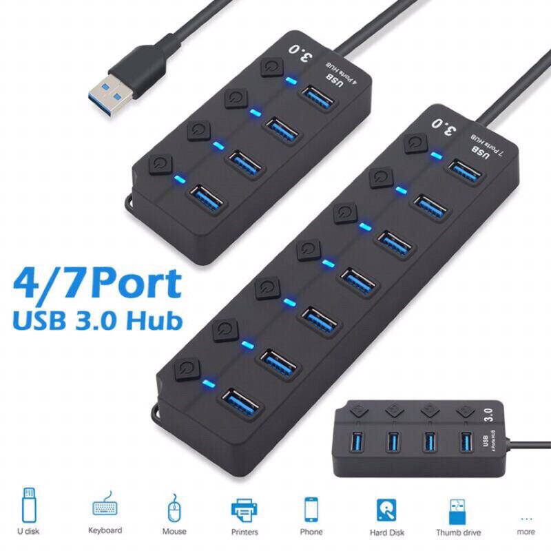 3.0 USB HUB 4 PORTS AND 7 PORTS USB HUB HIGH SPEED | Shopee Philippines