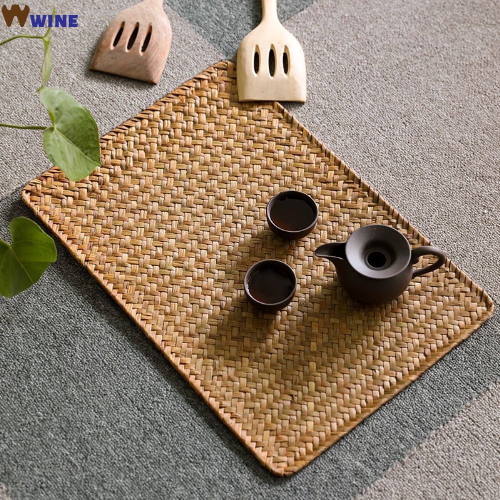 HandWoven Rectangular Rattan Placemats for Dining Table and Kitchen