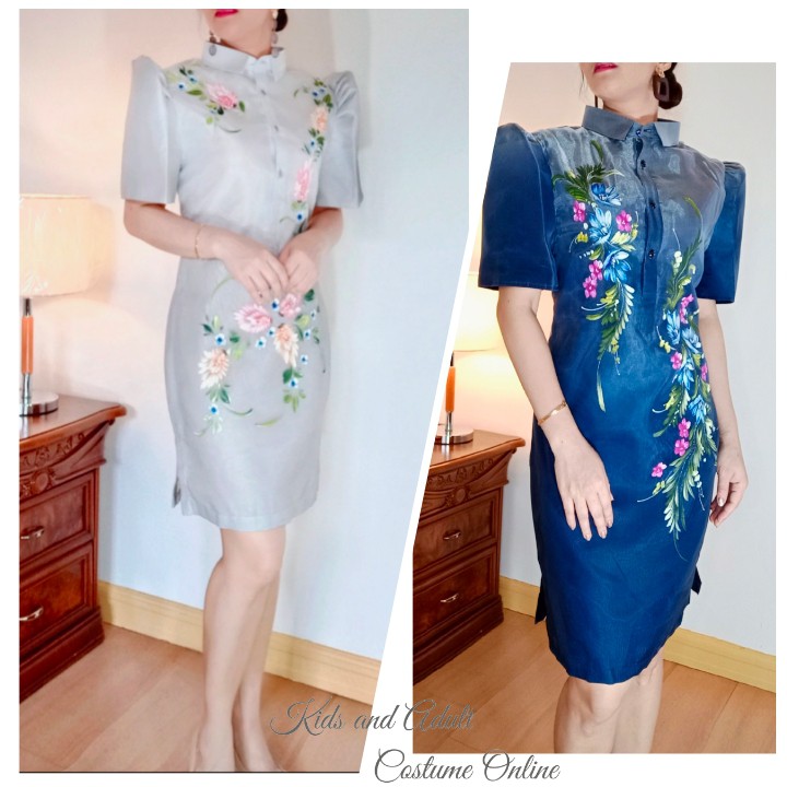 MODERN FILIPINIANA HANDPAINTED MESTIZA DRESS FOR WOMEN Shopee Philippines