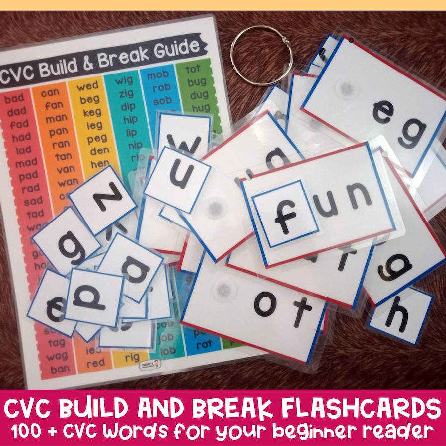 CVC Words Build and Break Flash Cards - 100++ CVC Words Spelling and ...