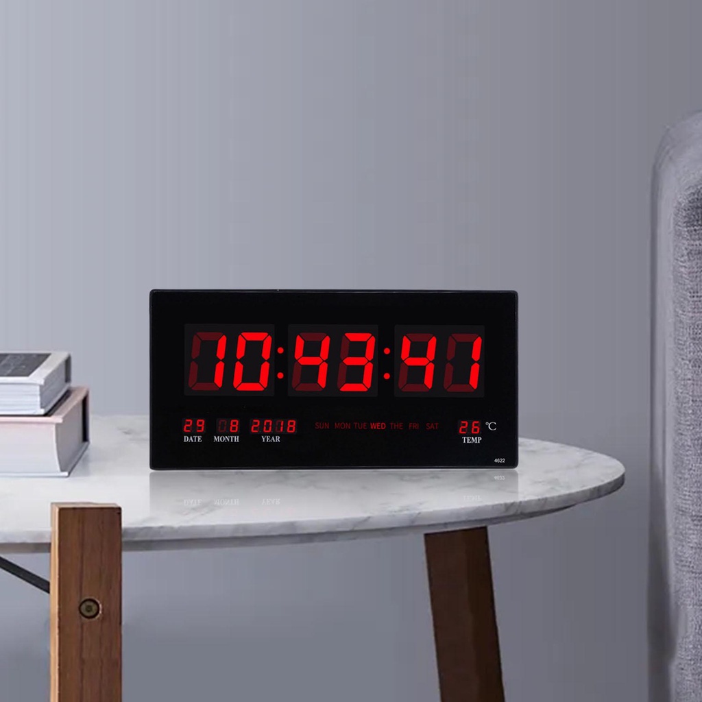 Luminous Digital Wall Clock W/ Calendar Temperature LED Display Living Room