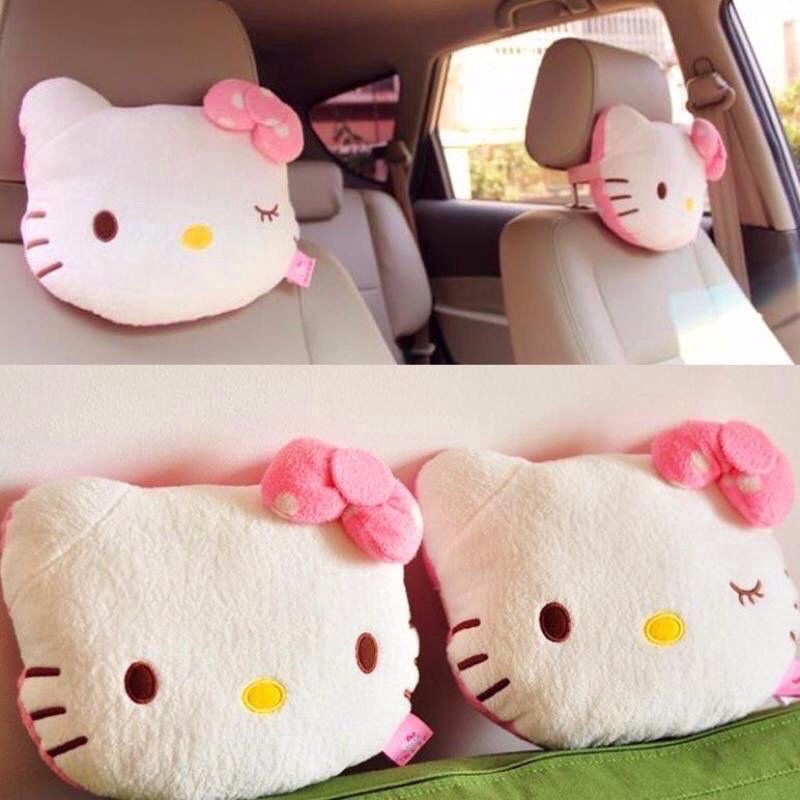 Hello Kitty Cat Designed Car Headrest Neck Pillow red 