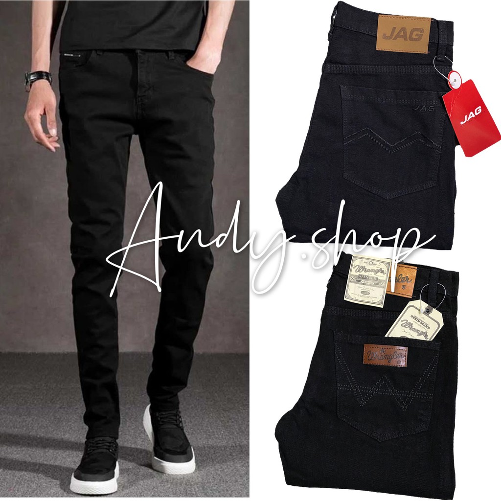 Andy shop /JAG or Wrangler Best Seller Black Plain Jeans Maong | Shopee  Philippines