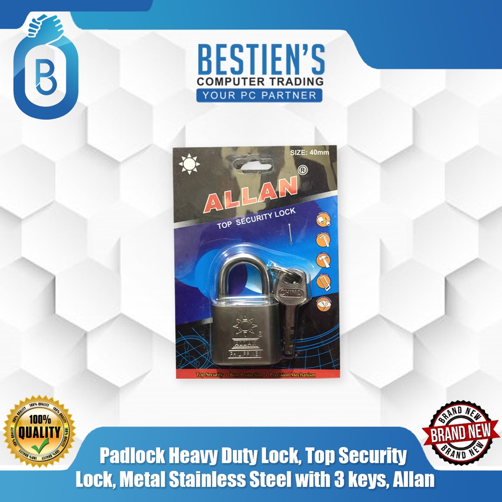 Padlock Heavy Duty Lock, Top Security Lock, Metal Stainless Steel with
