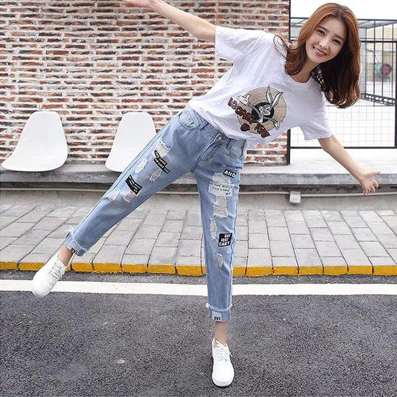 cropped ripped jeans