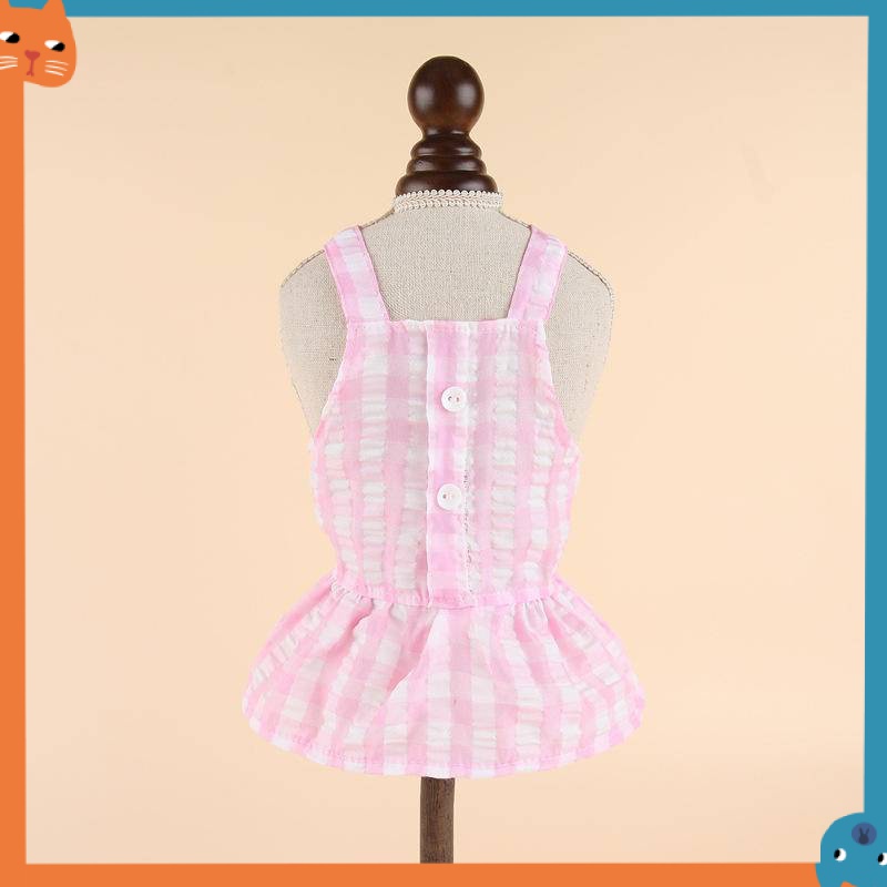 Dog Plaid Dress for Female  Pet Cat Skirt Puppy Outfits clothes