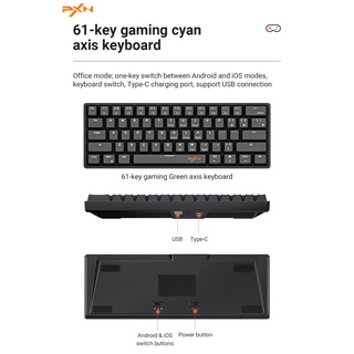 GSE PXN-K30 Gaming Keyboard Metal Mechanical Feel Wireless Bluetooth ...