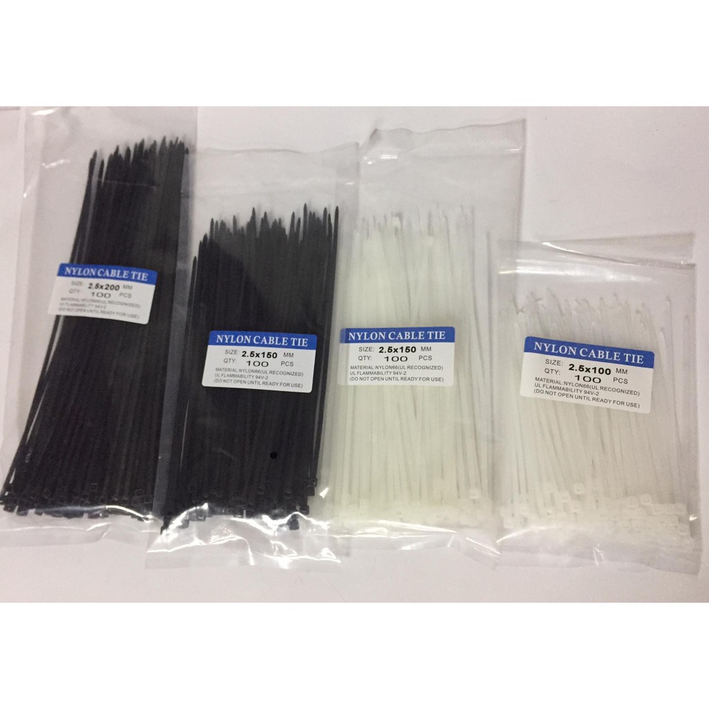 Nylon Cable Tie white/black per pack (100pcs) Shopee Philippines
